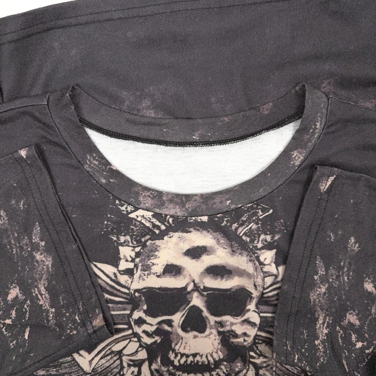 Camiseta de impresión gráfica de calavera vintage color carbón L – photo 5